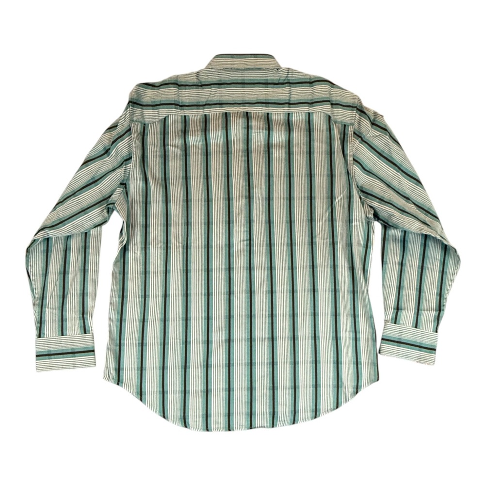 Robert Graham Shirt Mens 2XL Teal Stripe Silk Trim NWOT Knowledge Wisdom Truth - Picture 2 of 16